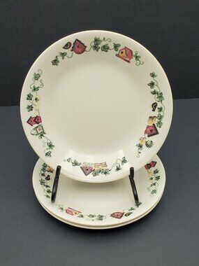 Corelle Garden Home Bread Plates Birdhouse Ivy Dessert Appetizer Plates